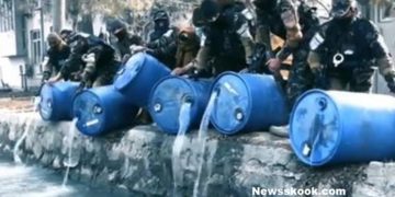 Afghan agents dump 3,000 litres of liquor into canal